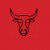 Cow head symbol on red background