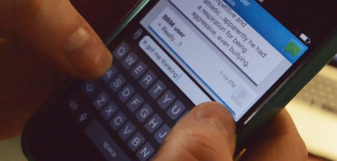 Photo of a BBM conversation on a Blackberry