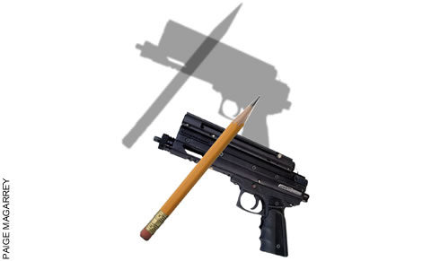 Gun and pencil