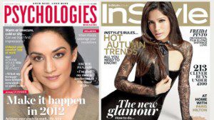 Psychologies magazine cover next to InStyle magazine cover