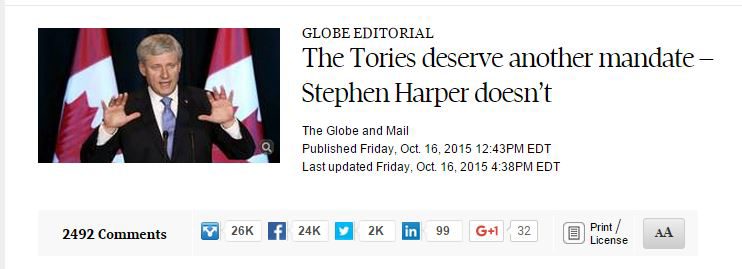 Globe and Mail editorial endorsement headline