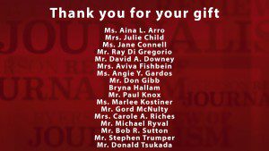 A graphical list of all who have given a gift to the RRJ