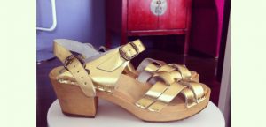 Gold high heels sandals