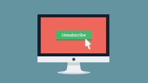 Illustration of desktop computer with unsubscribe button