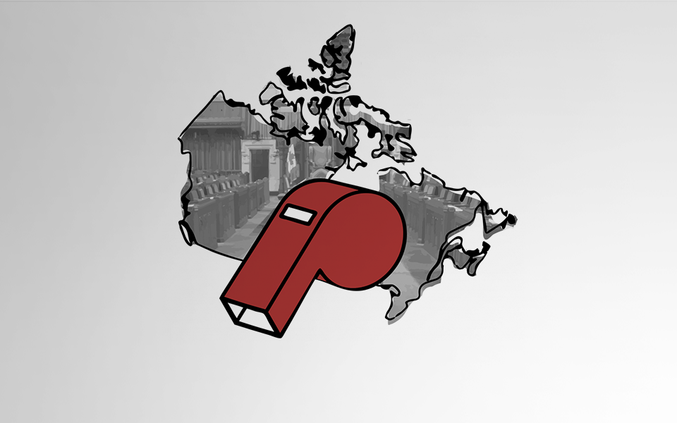 Outline of Canada with illustrated whistle on top