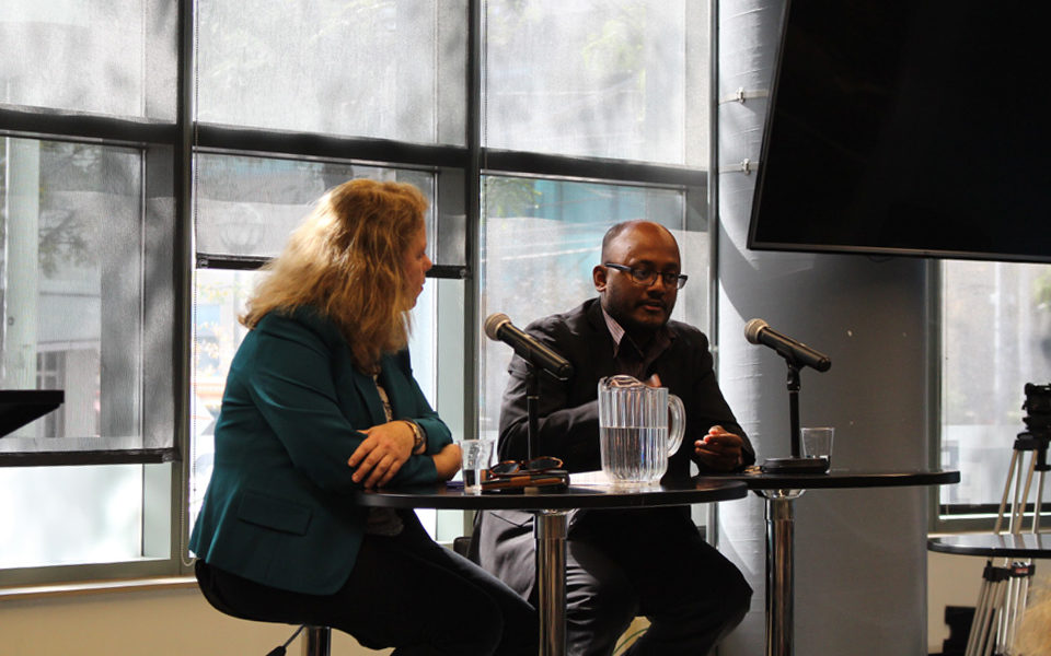 Amarnath Amarasingam and Joyce Smith speaking at panel