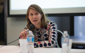 Rachel Pulfer from Journalists for Human Rights talks about the importance of the local fixer network at the RRJ's recent conference, "Covering disaster: A critical lens"/Photo by Sherry Li