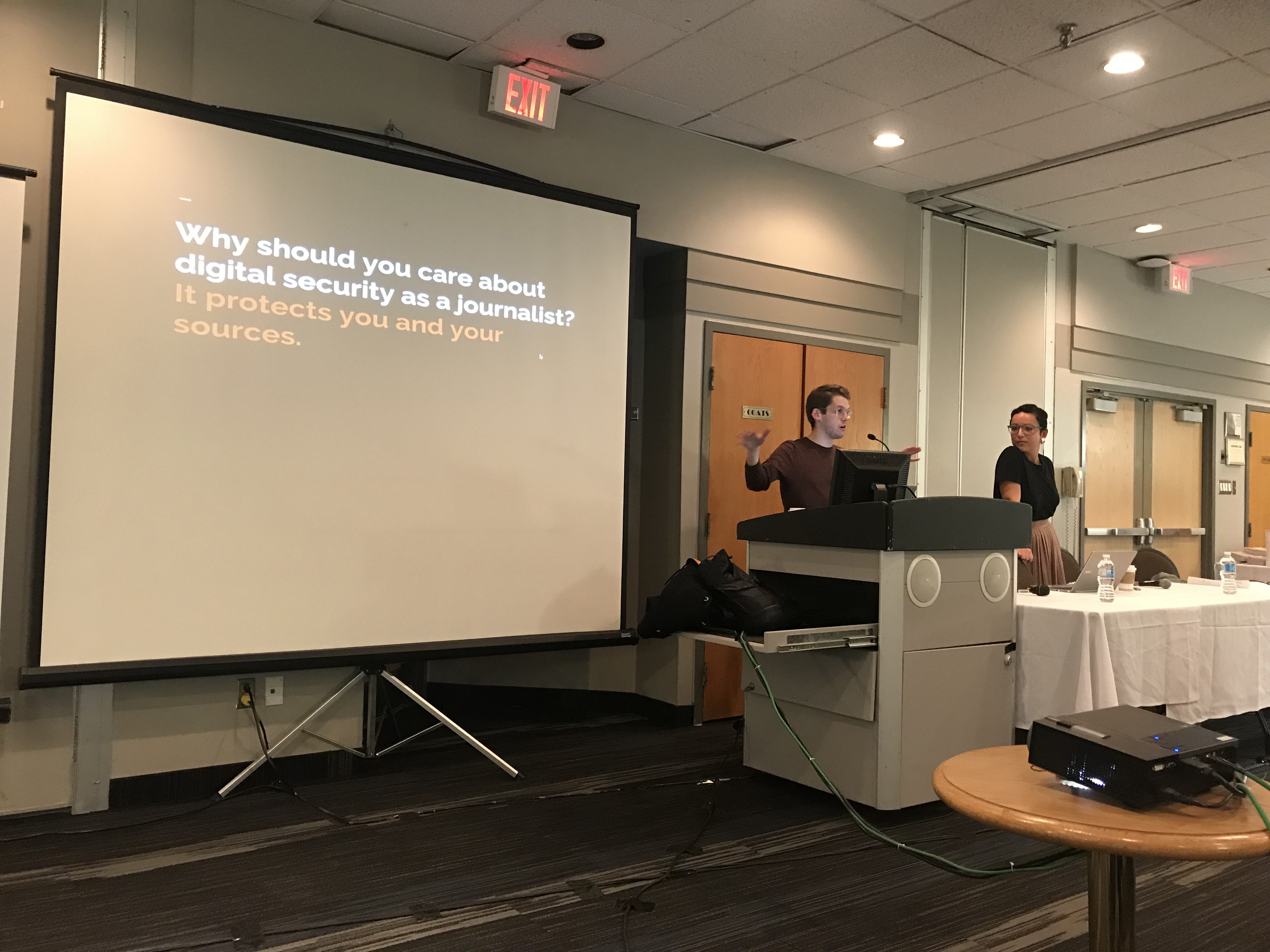 Matt Braga and Susana Ferreira speak at Day of MediaToo on April 10, 2018.