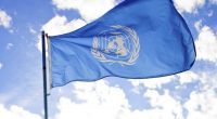 UN flag blowing in the wind