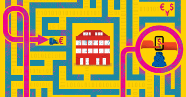 Illustration of a maze showing various points on the map